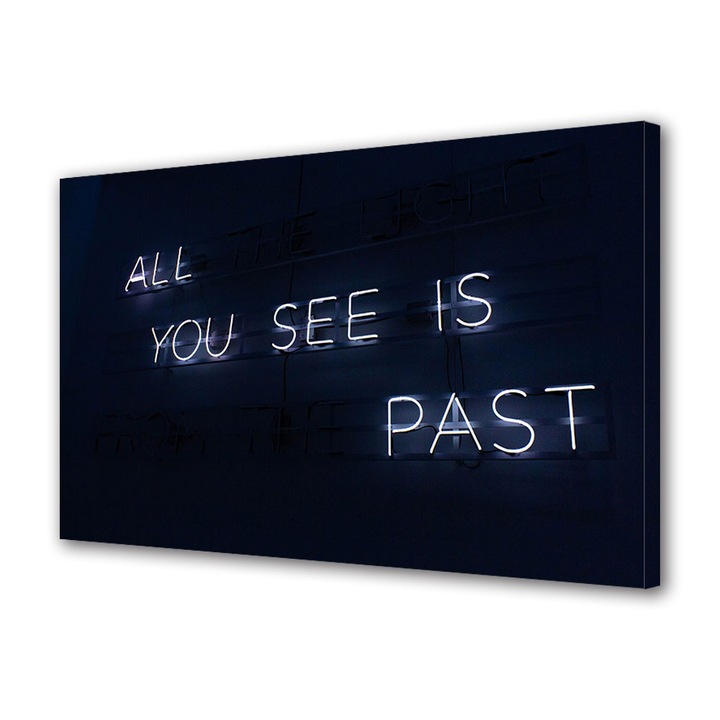 Tablou Canvas Fosforescent, Luminos in Intuneric, Premium, Art Star, All you see is past, Mesaje, Panza pe cadru de lemn, Decoratiuni Moderne pentru Casa, 20 x 30 cm