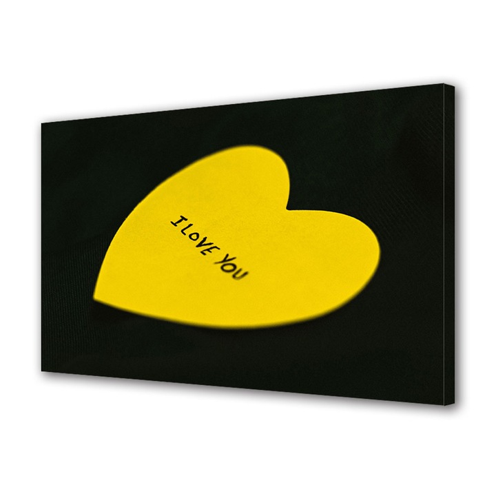 Tablou Canvas Premium, Art Star, Yellow heart, Mesaje, Panza pe cadru de lemn, Decoratiuni Moderne pentru Casa, 20 x 30 cm