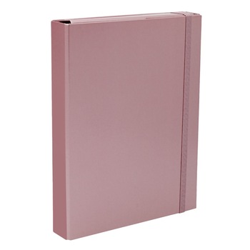 Cutie Zola® pentru depozitat documente, 23.5x4x31.5 cm, prindere cu elastic, roz metalic Cutie Zola® pentru depozitat documente, 23.5x4x31.5 cm, prindere cu elastic, roz metalic