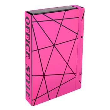 Cutie Zola® pentru depozitat documente, 35x24x5 cm, prindere cu elastic, model cu diverse forme, roz Cutie Zola® pentru depozitat documente, 35x24x5 cm, prindere cu elastic, model cu diverse forme, roz