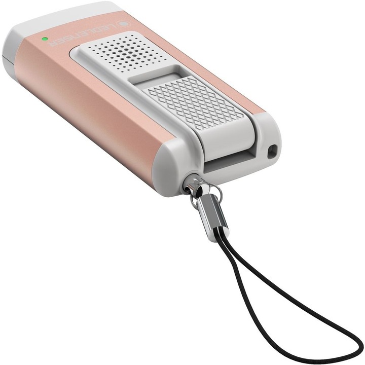 Фенер ключодържател LEDLENSER, Акумулаторна, Пластмаса, предпазна LEDLENSER K6R, с аларма, Li-ion, 400 lm, Златист/Сребрист