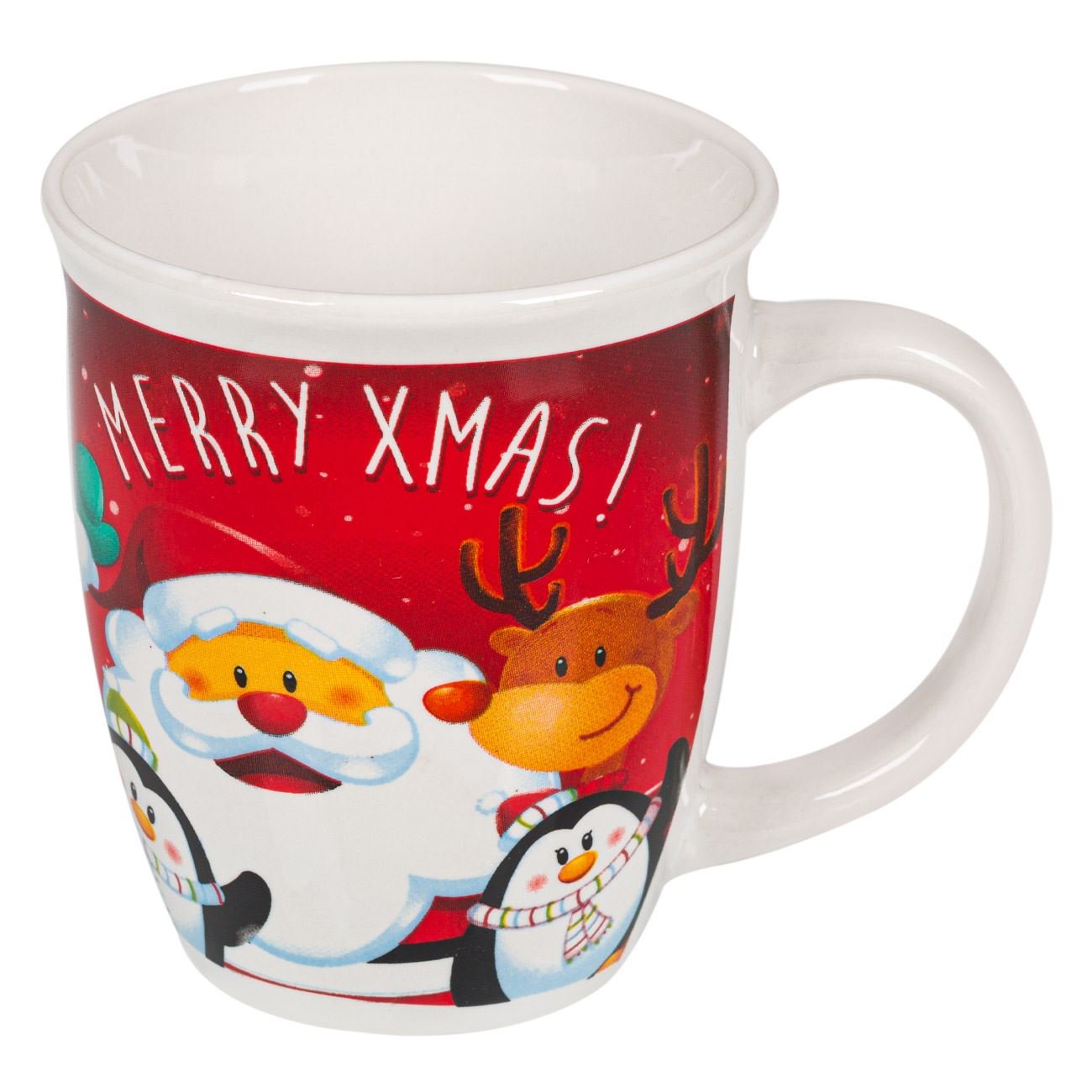 Cana Ceramica, model cu Mos Craciun, Reni si Pinguini, 390 ml, Multicolor