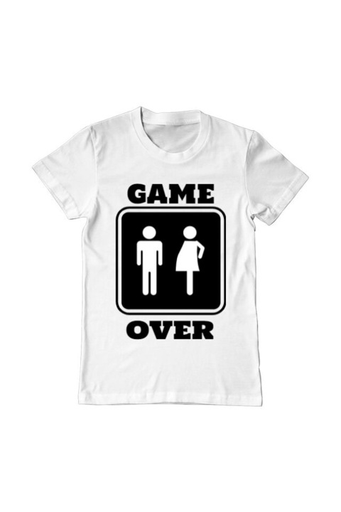 Tricou barbat, Printado, game over pregnant, Bumbac, Regular fit, Alb, L INTL