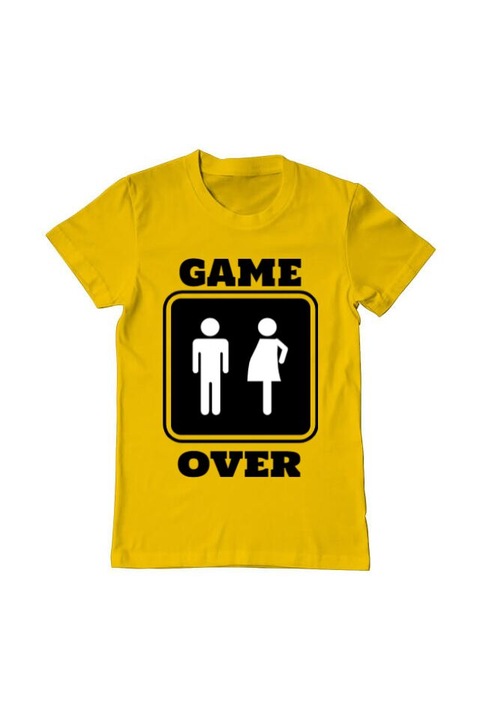 Tricou barbat, Printado, game over pregnant, Bumbac, Regular fit, Galben, L INTL