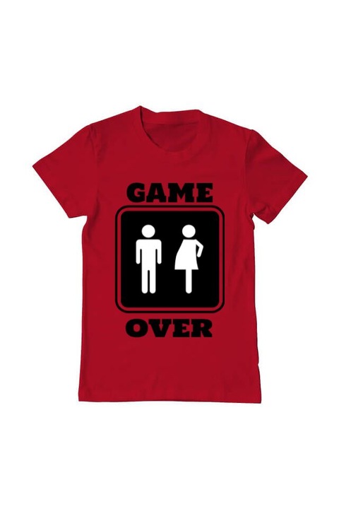 Tricou barbat, Printado, game over pregnant, Bumbac, Regular fit, Rosu, M INTL