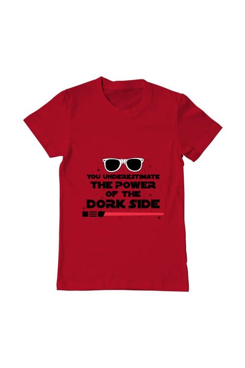 Tricou barbat, Printado, the power of the dork side, Bumbac, Regular fit, Rosu, 3XL INTL
