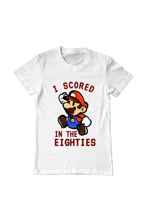 Tricou barbat, Printado, i scored in the eighties, Bumbac, Regular fit, Alb, XL INTL