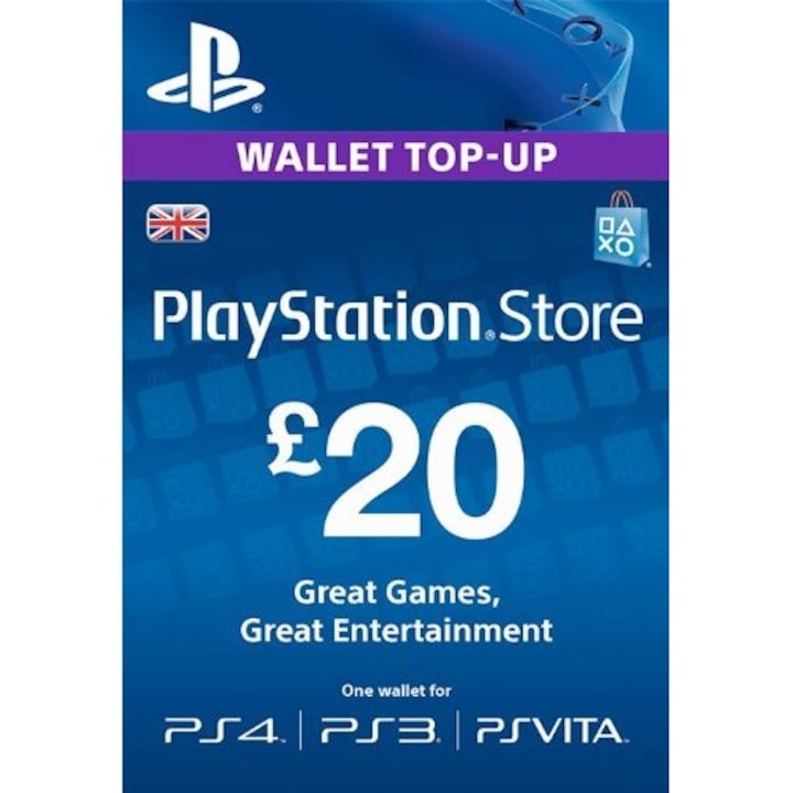 Playstation PSN карта 20 лири за PS4, PS3, Ps Vita