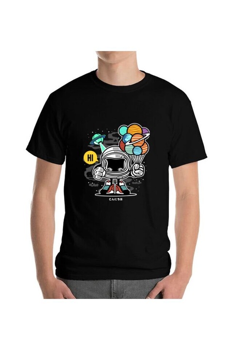 Tricou barbat, Printado, gift from outer space, Bumbac, Regular fit, Negru, XL INTL
