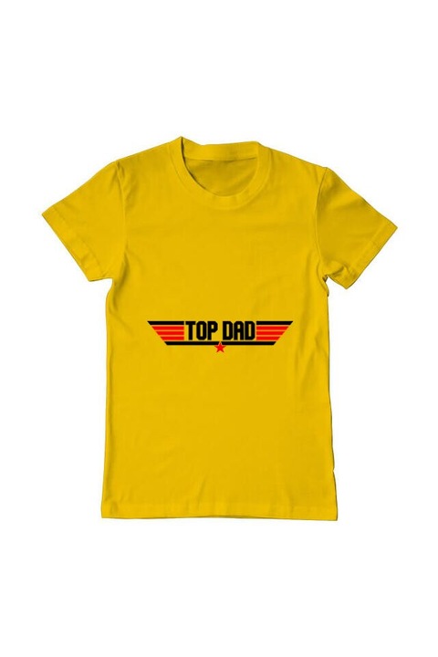 Tricou barbat, Printado, top dad, Bumbac, Regular fit, Galben, 2XL INTL