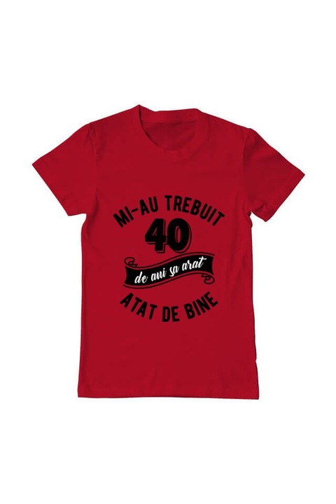 Tricou barbat, Printado, 40 de ani, Bumbac, Regular fit, Rosu, 3XL INTL