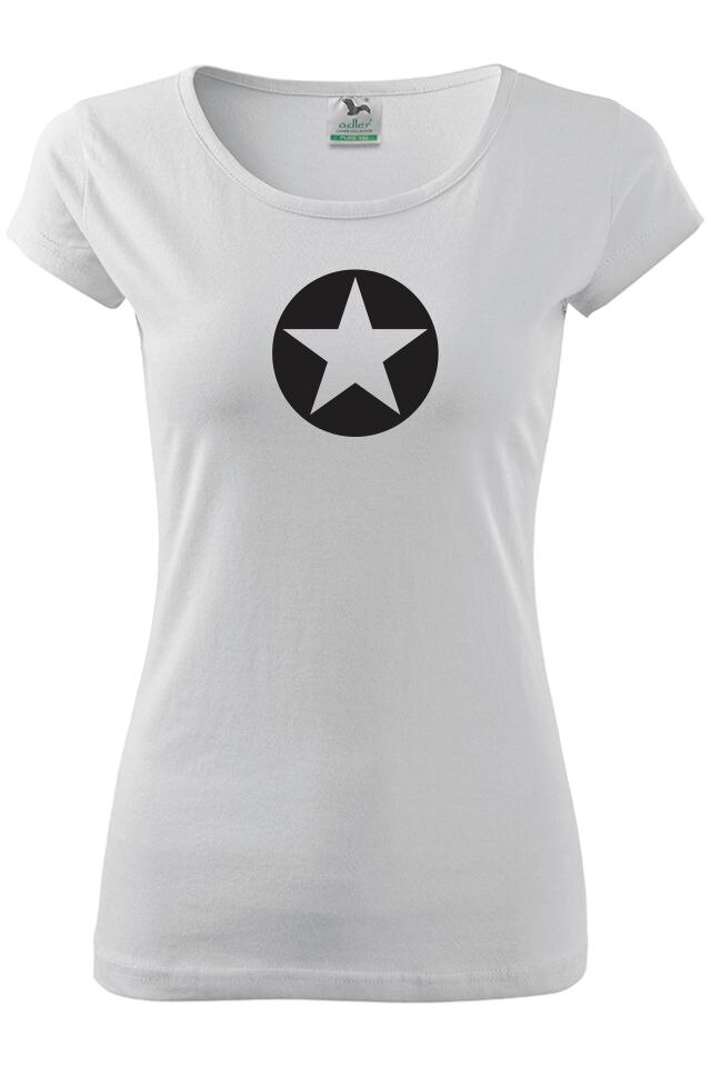Tricou dama personalizat, STAR, Alb