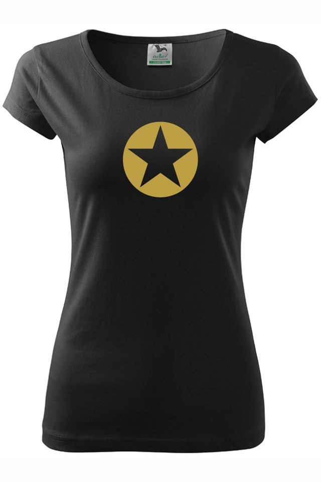 Tricou dama personalizat, STAR, Negru