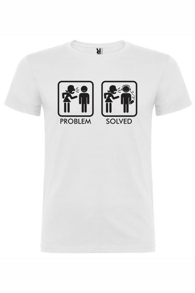Tricou personalizat, Problem solved, Alb