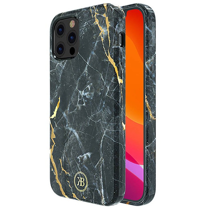 Husa pentru Apple iPhone 12 Pro Max, Precious Marble, Design Elegant, Tech Negru