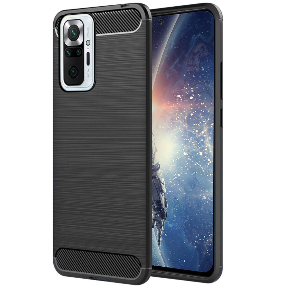 Husa compatibila cu Xiaomi Redmi Note 10 Pro Max, Carbon Fiber Texture, Slim Armor, Brushed TPU, Negru
