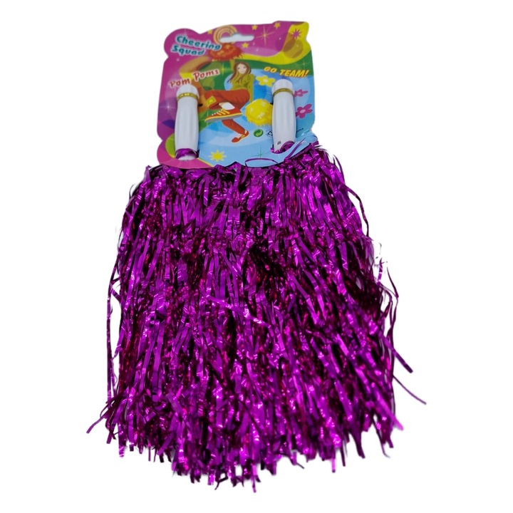 Set pompoane majorete roz metalice, 2 buc