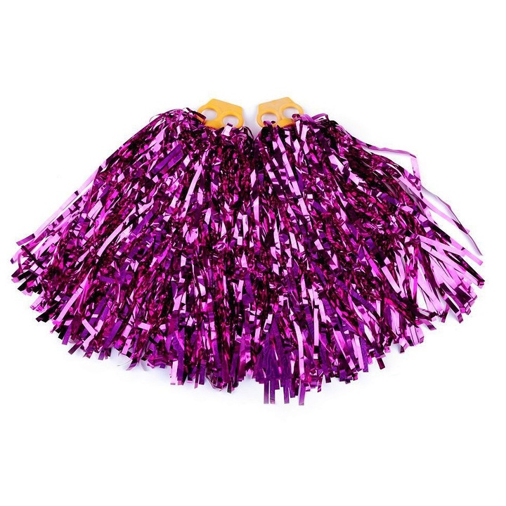 Комплект розови метални мажоретки помпони, 2 бр