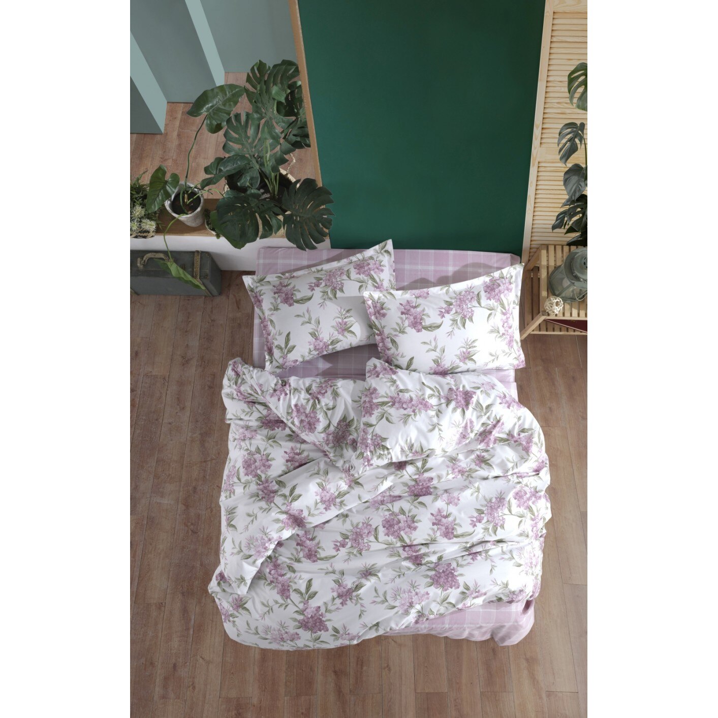 Set lenjerie pat dublu bumbac 100% ranforce, 4 piese, 240 x 260 cm, Ralex Pucioasa, Lora