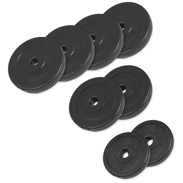 Set discuri umplute din ciment 2x1.25KG 2x2.5KG 4x5KG, 30-31mm, Gorilla Sports, negru