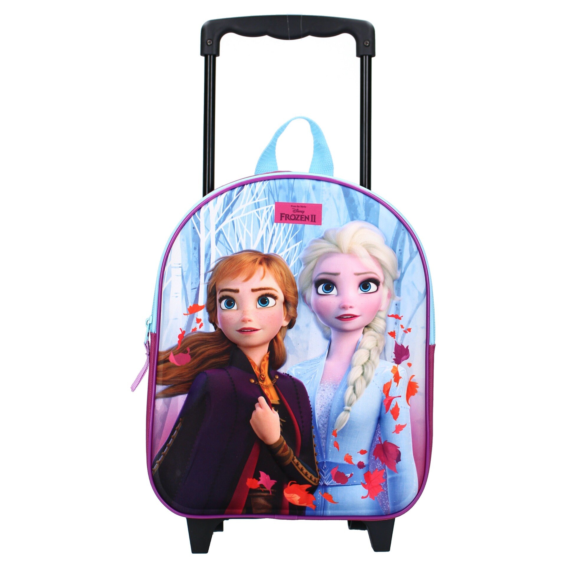 Troler sau ghiozdan copii Disney - Frozen, design 3D multicolor, dimensiuni 35 x 26 x 9.5 cm