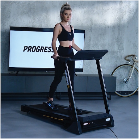Banda de alergat PROGRESSIVE RUN2500, motor 2 CP, viteza 1-16 km/h, Bleutooth + App, inclinare electrica, greutate maxima utilizator 120 kg