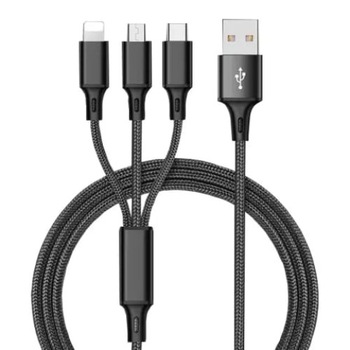 Cablu telefon incarcare rapida 3 in 1 - USB 2.0 - micro USB, Lightning, Type C, 2.4 Amperi Cablu telefon incarcare rapida 3 in 1 - USB 2.0 - micro USB, Lightning, Type C, 2.4 Amperi