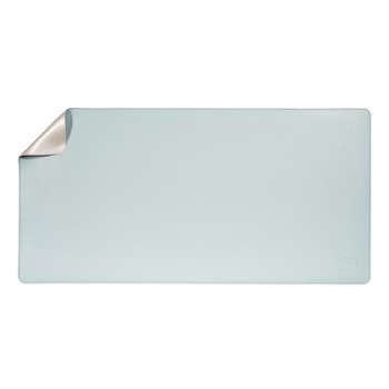 Mousepad XXL pentru protectie birou, din piele pu, impermeabil, cu doua fete Bleu/Gri, 80x40cm