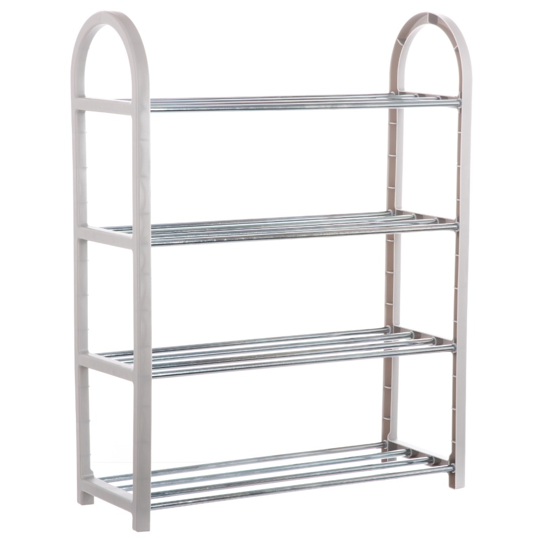 Pantofar gri, 8 perechi, metal, 65 x 50.5 x 19 cm