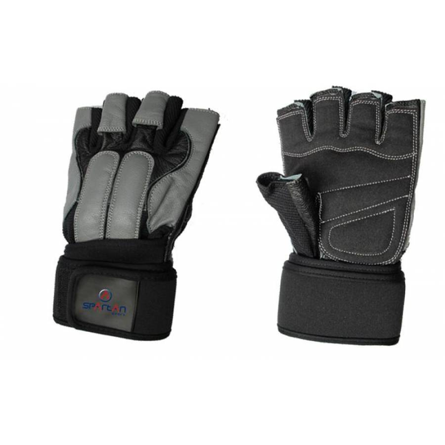 Manusi pentru fitness, Spartan, Training Guard, marimea S, piele naturala, negru/gri, prindere Velcro