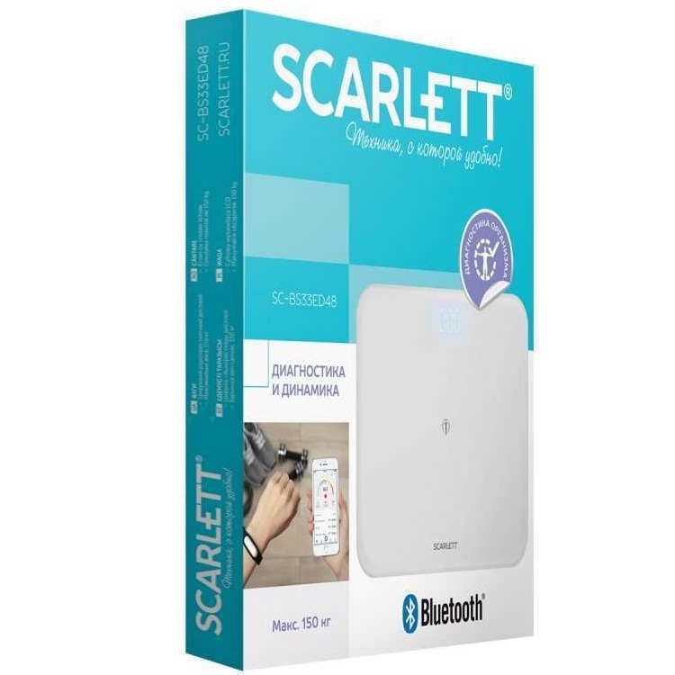 Scarlett SCBS33ED48 digitális fürdőszobai mérleg, alkalmas súly és BMI ...