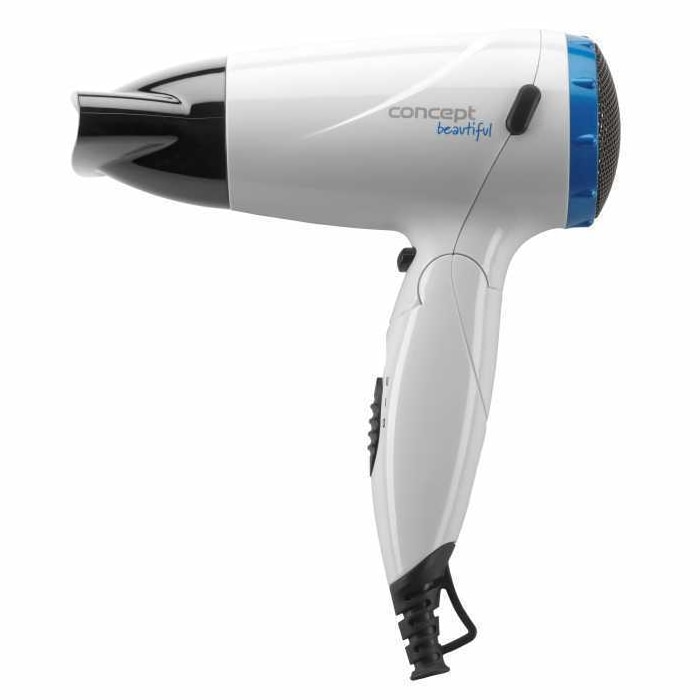 Uscator de par Concept VV5741 1500 W alb-albastru, 2 nivele de temperatura, 2 viteze, Coll shock, concentrator