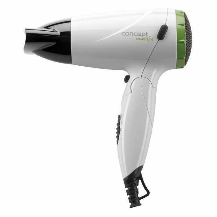 Uscator de par Concept VV5742 1500 W alb-verde, 2 nivele de temperatura, 2 viteze, Coll shock, concentrator