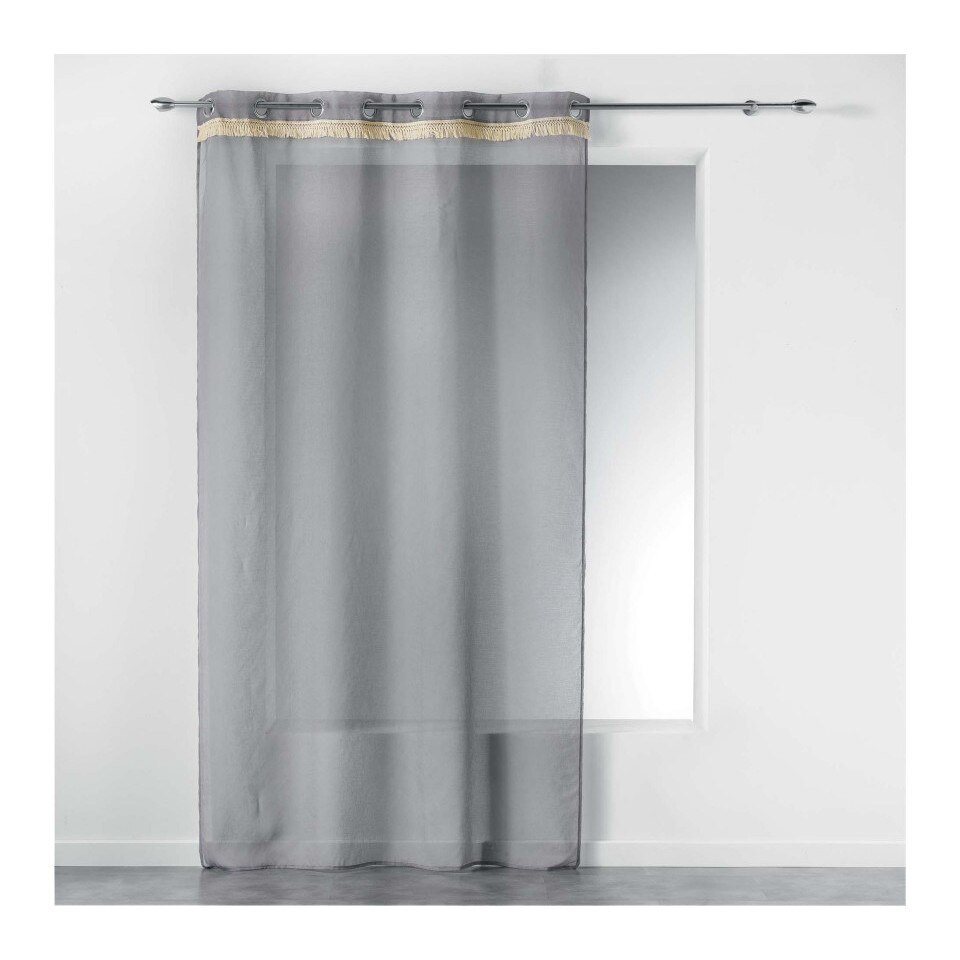 Perdea lucrata pe inele tip capse, 140 x 240 cm, gri, Douceur d'intérieur
