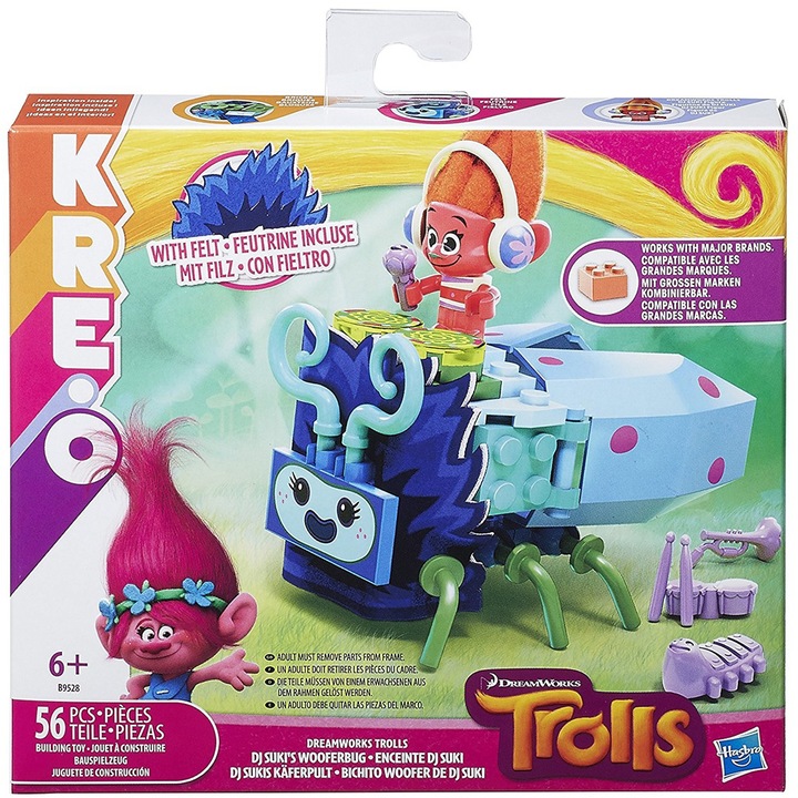 Set constructie, Hasbro, Trolls Groovy dance party, 56 piese, Multicolor