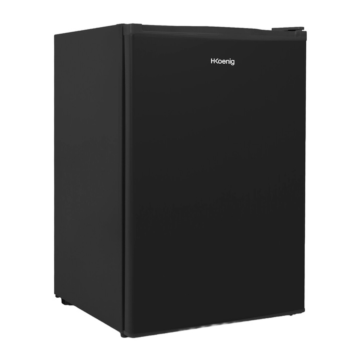 H.Koenig FGX870 Minibár hűtő, 82 cm magasság, kompakt, csendes, űrtartalom 113 liter, belső fagyasztóval 17 l, 3 polccal, zöldség-gyümölcs fiókkal, állítható lábakkal, megfordítható ajtóval, alacsony fogyasztású, fekete
