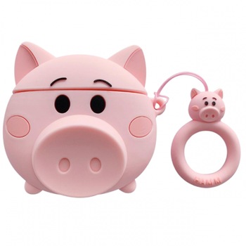 Husa de Protectie Pentru Apple AirPods Zenuk® - Porcusor, 3D, Inel de Prindere, Roz Husa de Protectie Pentru Apple AirPods Zenuk® - Porcusor, 3D, Inel de Prindere, Roz