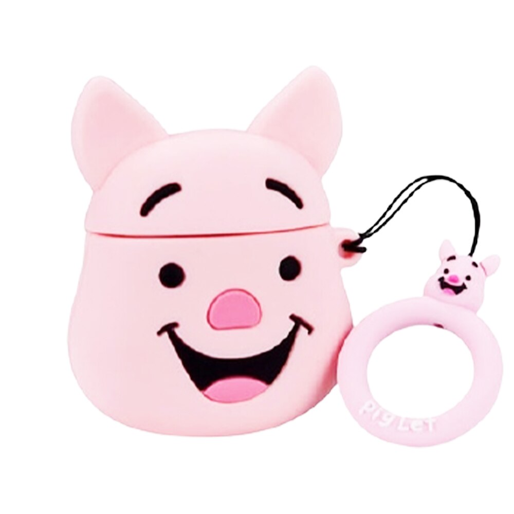 Husa de Protectie Pentru Apple AirPods Zenuk® - Piglet, 3D, Inel de Prindere, Roz