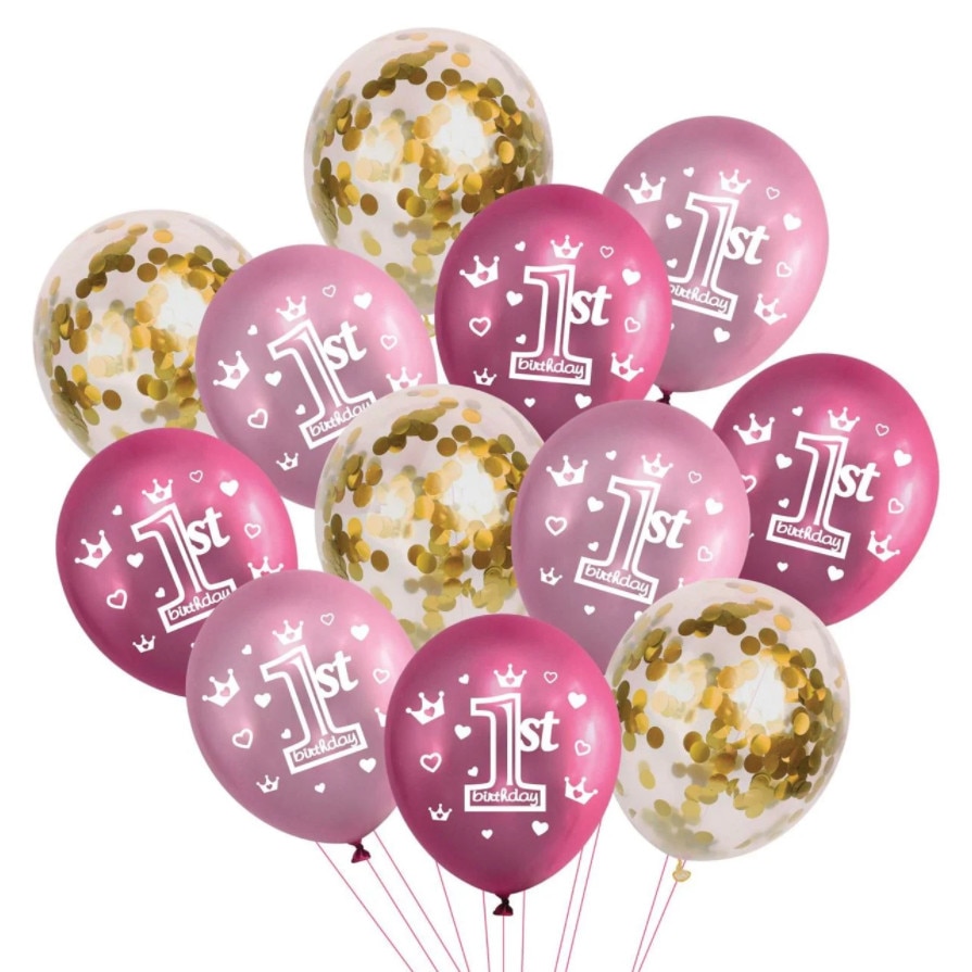 Set 24 de baloane 1st Birthday, culori metalice, ghirlanda, Multicolor, JMB-BBL2883