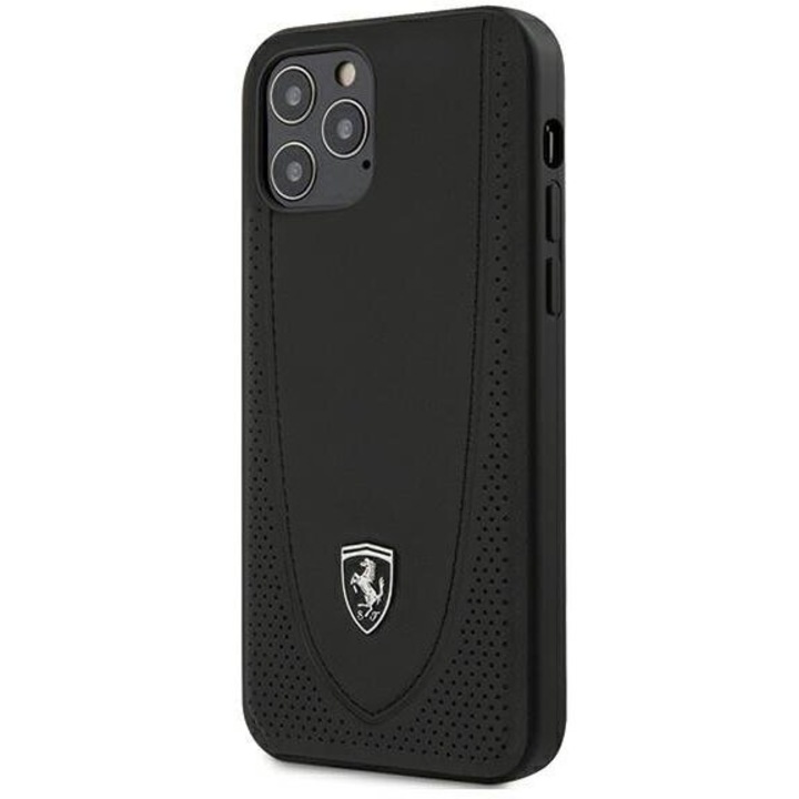 Калъф за телефон Ferrari FEOGOHCP12MBK Off Track Perforated за iPhone 12/ 12 Pro 6.1", черен