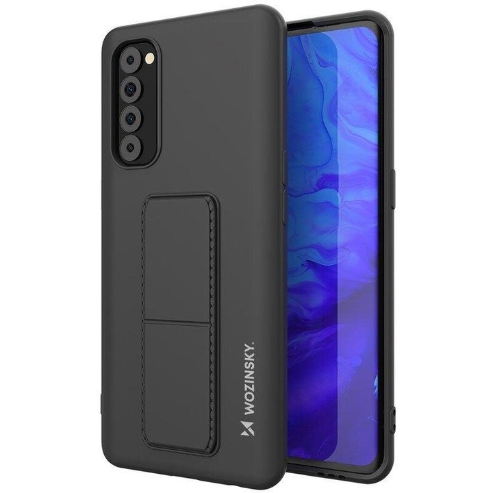 Калъф за телефон Wozinsky Kickstand Flexible Silicone със стойка за Oppo Reno 4 Pro 5G/ Reno 4 Pro, черен