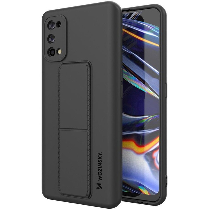 Калъф за телефон Wozinsky Kickstand Flexible Silicone със стойка за Realme 7 Pro, черен