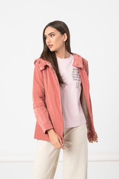 Geox, Jacheta parka cu detaliu metalic cu logo Felyxa, Rosu stins Geox, Jacheta parka cu detaliu metalic cu logo Felyxa, Rosu stins