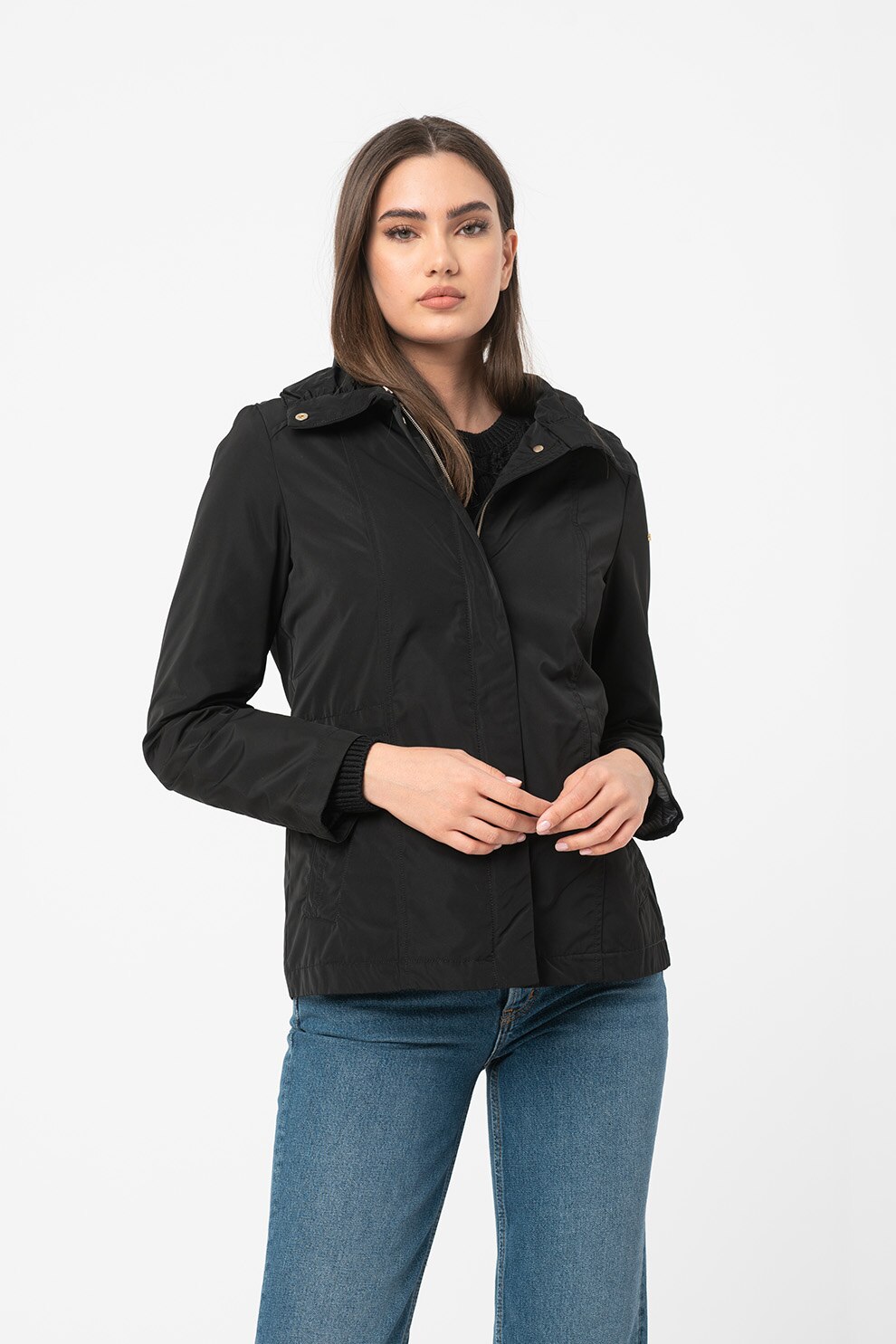 Geox, Jacheta parka usoara cu talie ajustabila Airell, Negru