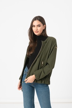 Geox, Jacheta usoara cu snur pentru ajustare Marlyna, Verde militar Geox, Jacheta usoara cu snur pentru ajustare Marlyna, Verde militar