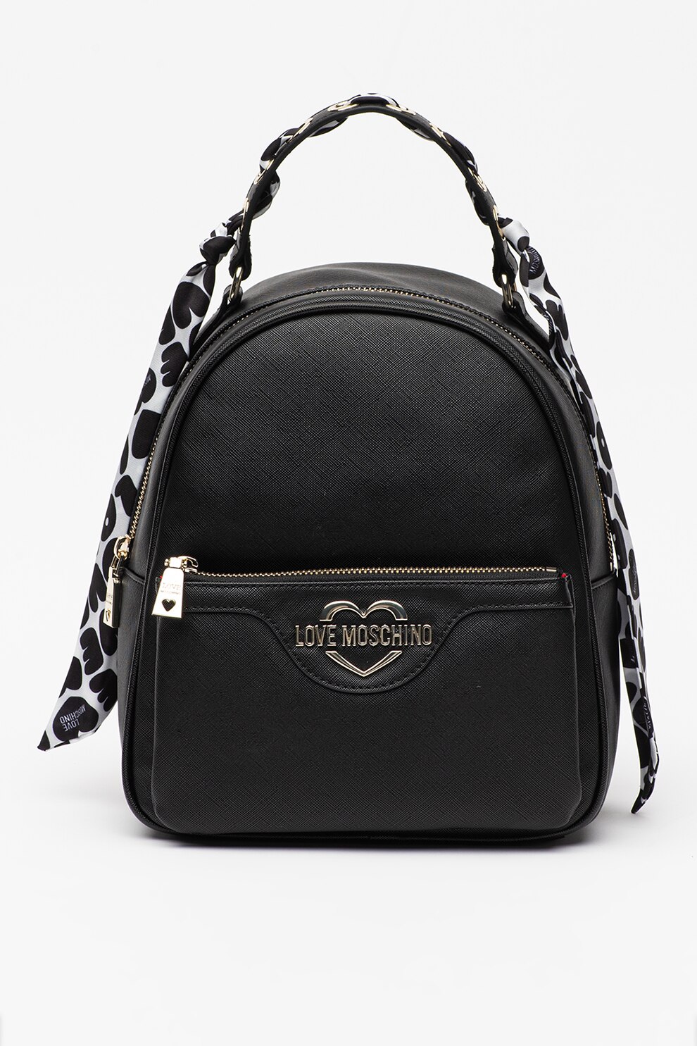 Love Moschino, Rucsac de piele ecologica, Negru/Auriu deschis