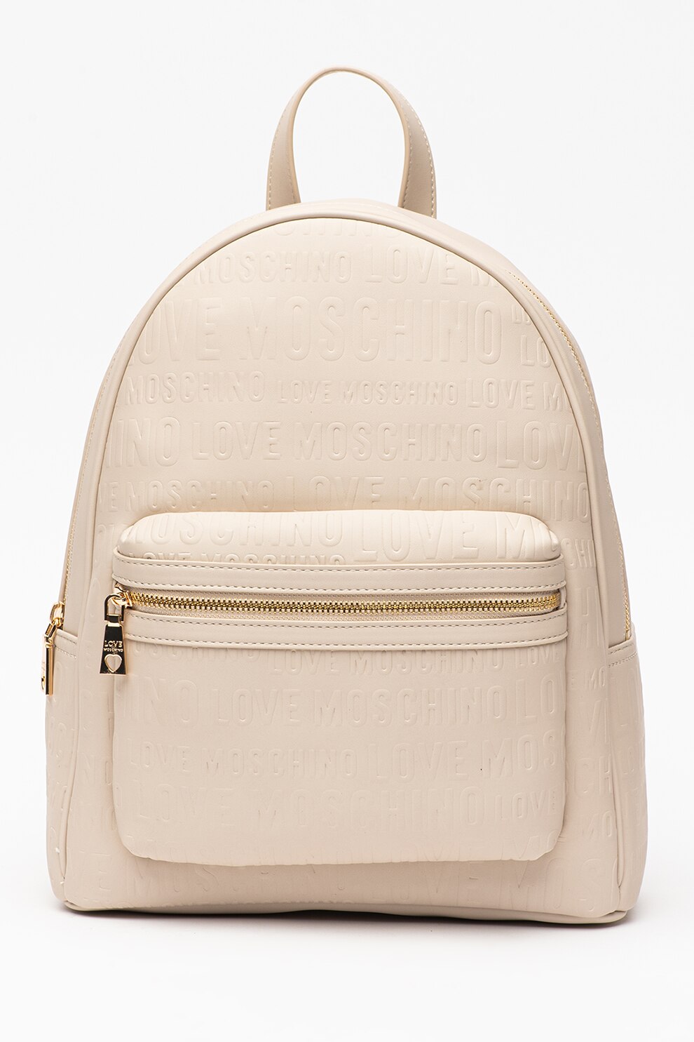 Love Moschino, Rucsac de piele ecologica cu model logo, Alb fildes