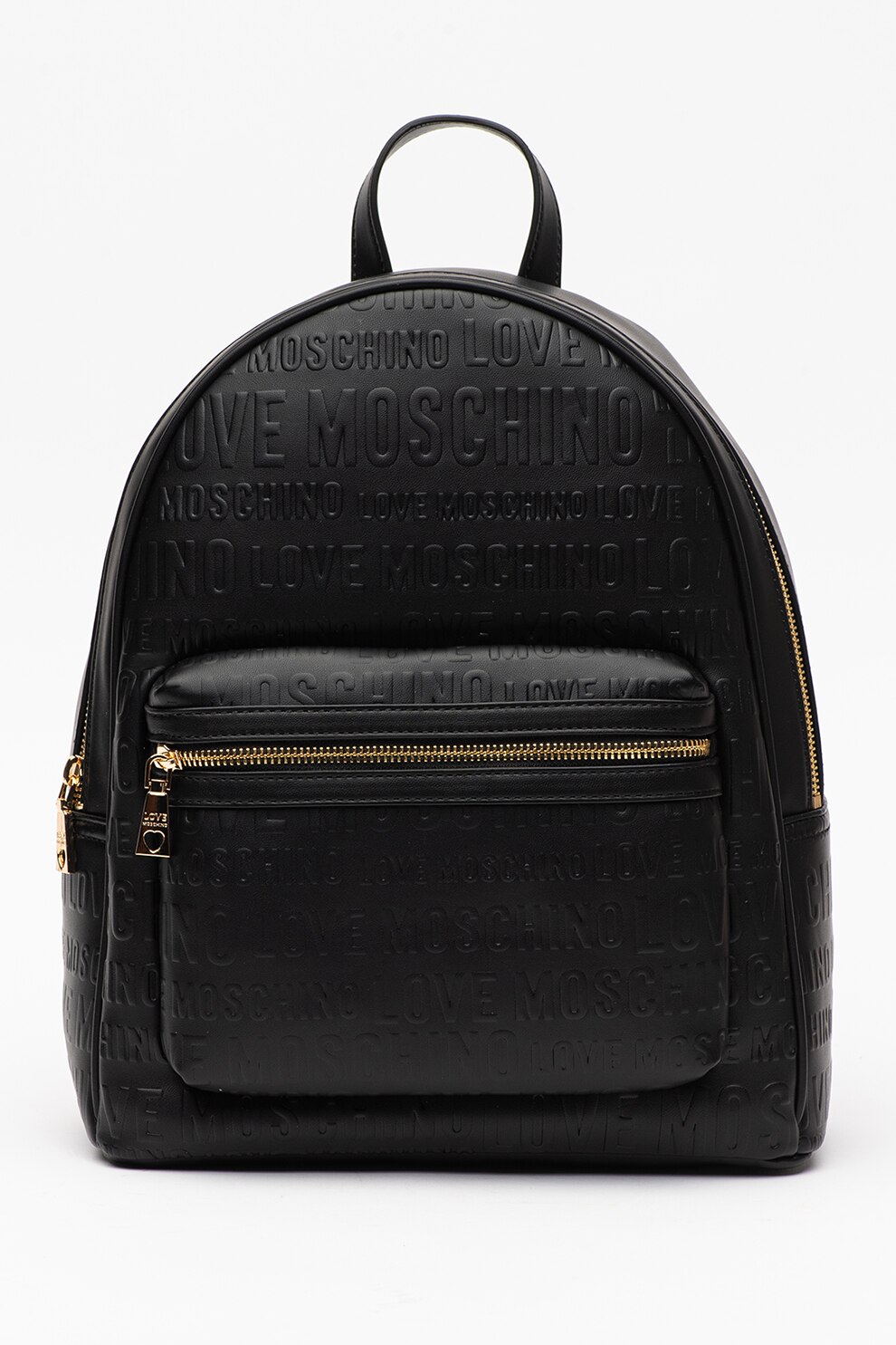 Love Moschino, Rucsac de piele ecologica cu model logo, Negru
