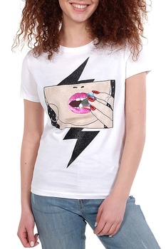 Tricou dama Lips W01I0M-I3Z00, Guess Jeans, Alb, S Tricou dama Lips W01I0M-I3Z00, Guess Jeans, Alb, S