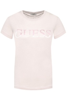 Tricou dama cu text frontal, Guess Jeans, Roz pink Tricou dama cu text frontal, Guess Jeans, Roz pink